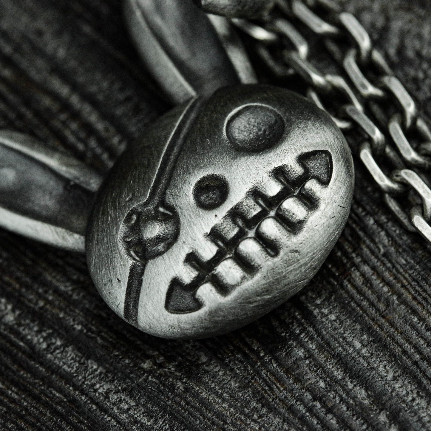 Stitched Bunny Face Pendant - 925 Sterling Silver Handmade