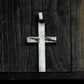 Engraved Cross Pendant with Vines - 925 Sterling Silver Handmade