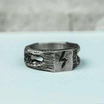 Celestial Etch 925 Silver Handmade Ring ¨C Cosmic Engraved Symbol