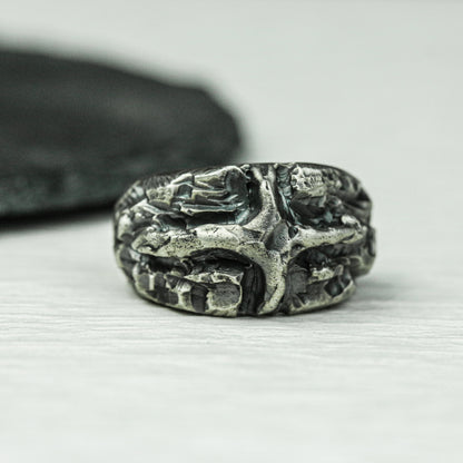 Battle Scarred 925 Silver Handmade Ring ¨C Rugged Warrior Band