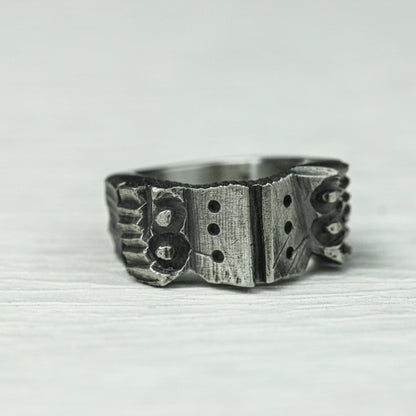 Ironclad Shield 925 Silver Handmade Ring ¨C Medieval Studded Band