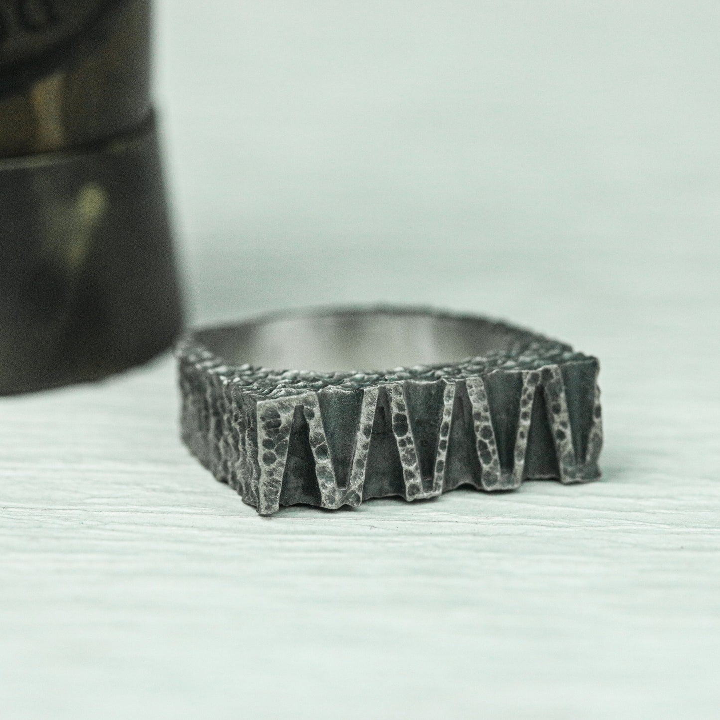 Jagged Edge 925 Silver Handmade Ring ¨C Brutalist Rough Finish