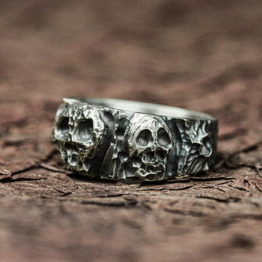 Eternal Guardian 925 Silver Handmade Ring ¨C Gothic Skull Protector