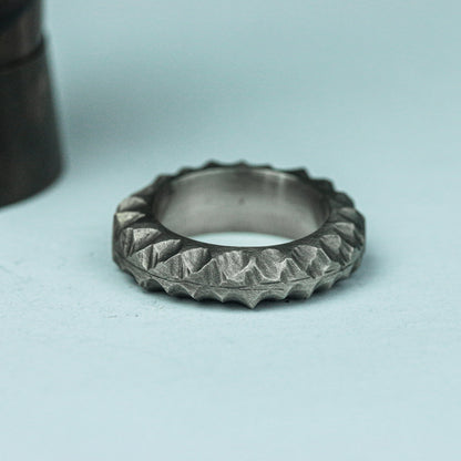 Runed Edge 925 Silver Handmade Ring ¨C Mystic Engraved Border