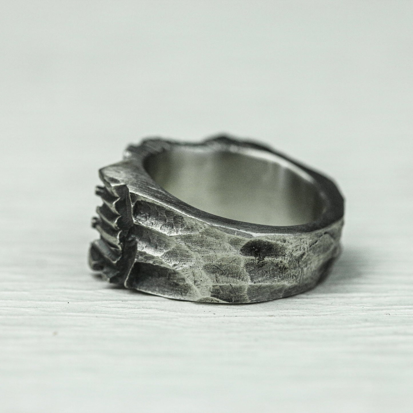 Ironclad Shield 925 Silver Handmade Ring ¨C Medieval Studded Band