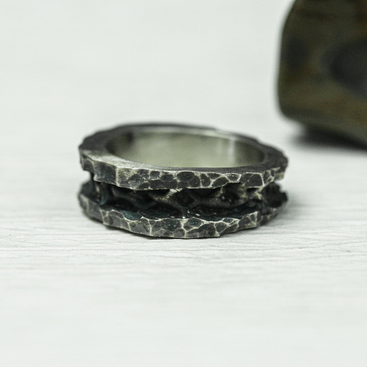 Barbed Chain 925 Silver Handmade Ring ¨C Rugged Punk Rock Style