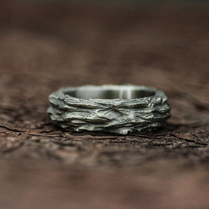 Storm Ridge 925 Silver Handmade Ring ¨C Rugged Weathered Texture