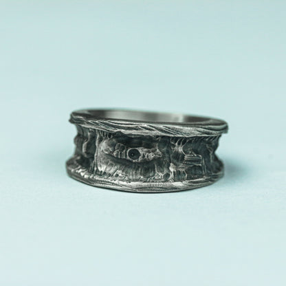 Ancient Relic 925 Silver Handmade Ring ¨C Engraved Mystic Band