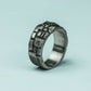 Brickwork 925 Silver Handmade Ring ¨C Industrial Engraved Band