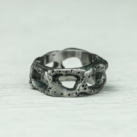 Phantom Mask 925 Silver Handmade Ring ¨C Gothic Hollow Skull