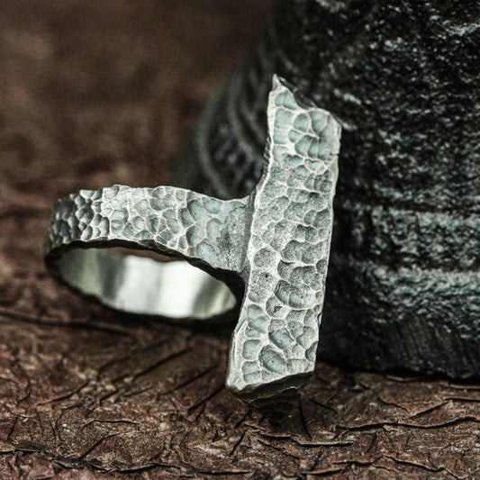 Brutalist Edge 925 Silver Handmade Ring ¨C Industrial Texture Design