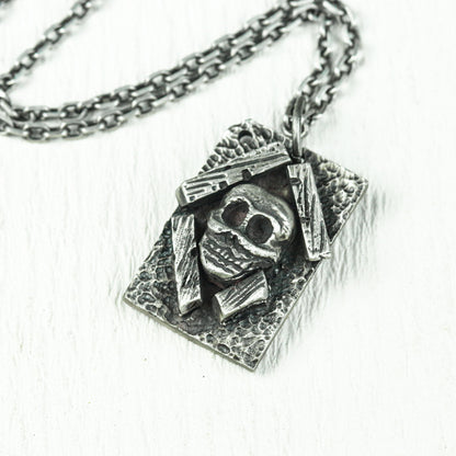 Buried Skull Relic Pendant - 925 Silver Handcrafted