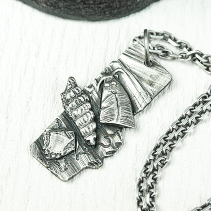 Angel Wing Scroll Amulet - Handcrafted in 925 Silver