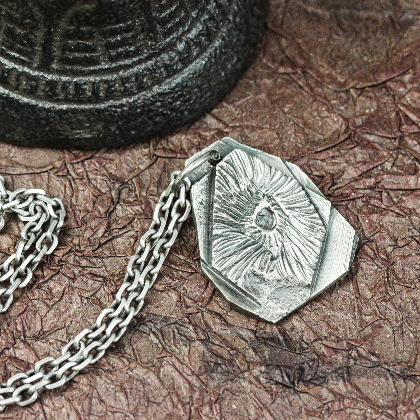 Sun Sigil Shield Amulet - Handcrafted in 925 Silver
