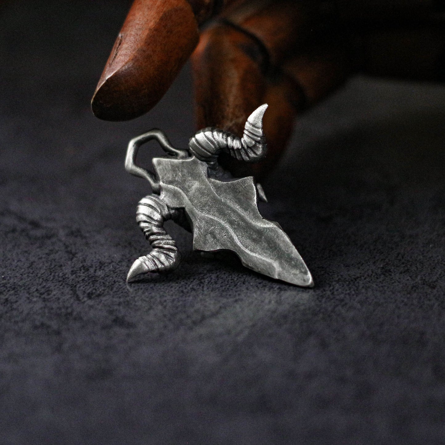 Horned Demon Pendant - 925 Silver Handmade Dark Entity