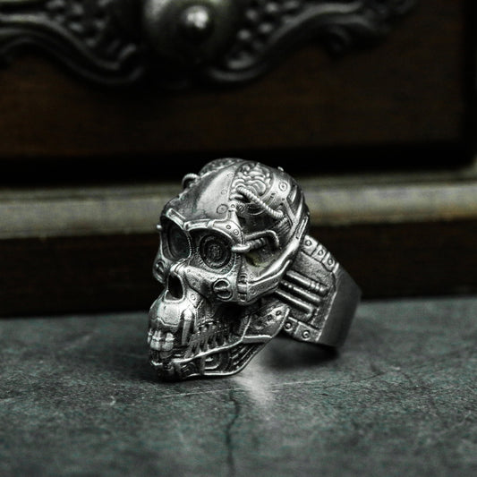 Mechanical Gorilla Skull Ring - 925 Sterling Silver Handmade