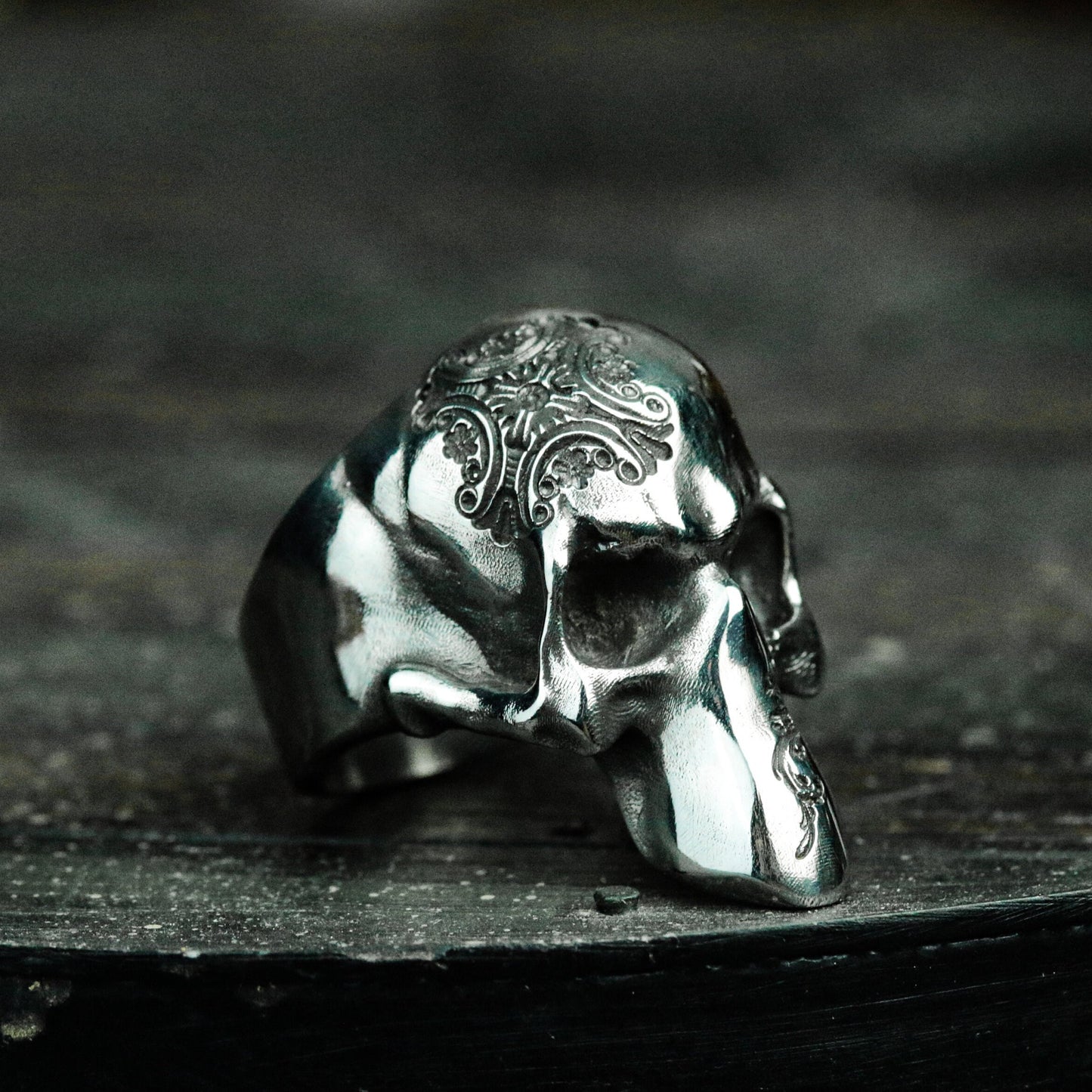 Half Skull Ring - 925 Silver Handmade Gothic Mask