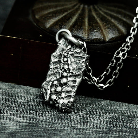 Textured Bone Wall Pendant ¨C 925 Sterling Silver Handmade