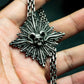 Radiant Skull Pendant with Spiked Halo ¨C 925 Sterling Silver Handmade