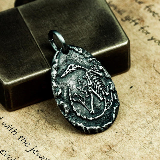 Fossil-Style Insect Shell Pendant (Flat) ¨C 925 Sterling Silver Handmade