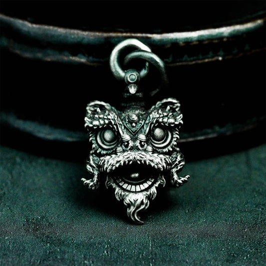 Tang Lion Guardian Pendant - 925 Sterling Silver Handmade