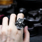 Skull Shield Ring with Gothic Armor Design - 925 Sterling Silver Handmade