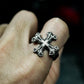Iron Cross Ring with Barbed Tips ¨C 925 Sterling Silver Handmade