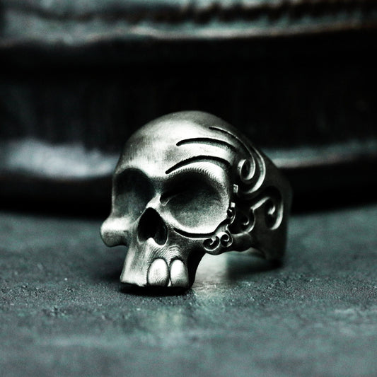 Motorcyclist Skull Ring ¨C Handmade 925 Silver Street Biker Band