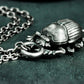 Scarab Pendant with Star-Point Frame - 925 Sterling Silver Handmade