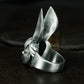 Bunny Girl Ring - 925 Silver Handmade Surreal Portrait