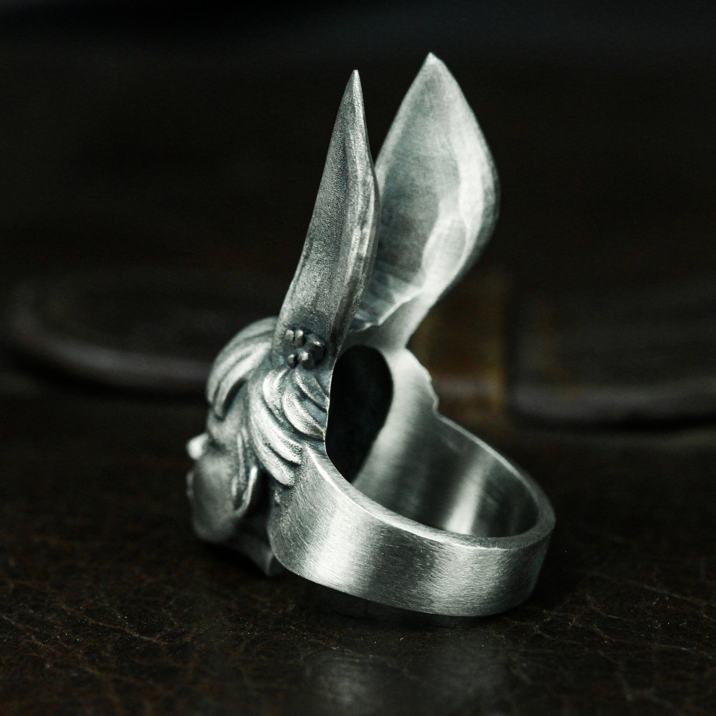 Bunny Girl Ring - 925 Silver Handmade Surreal Portrait