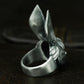 Bunny Girl Ring - 925 Silver Handmade Surreal Portrait