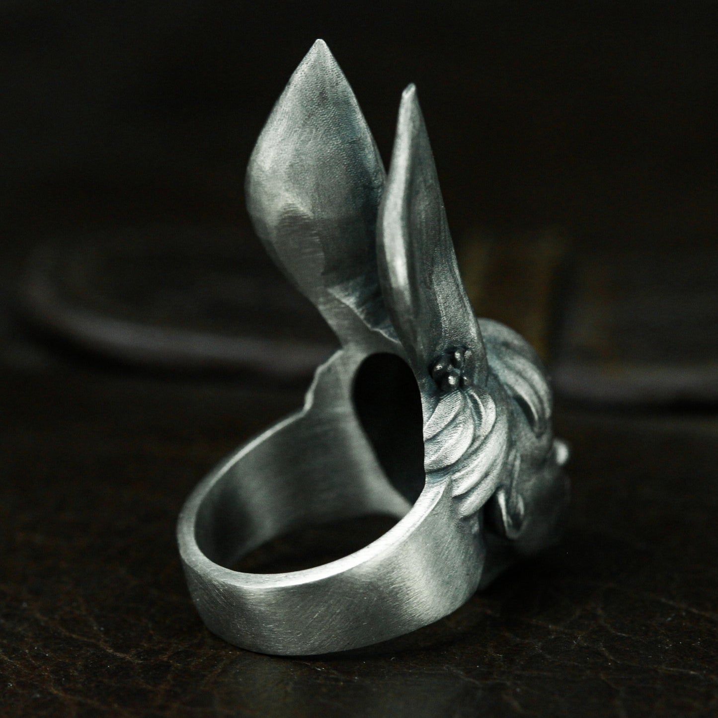 Bunny Girl Ring - 925 Silver Handmade Surreal Portrait