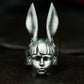 Bunny Girl Ring - 925 Silver Handmade Surreal Portrait