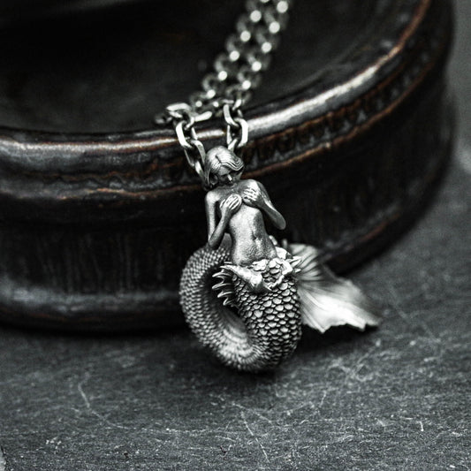 Serpent Mermaid Pendant - 925 Sterling Silver Handmade