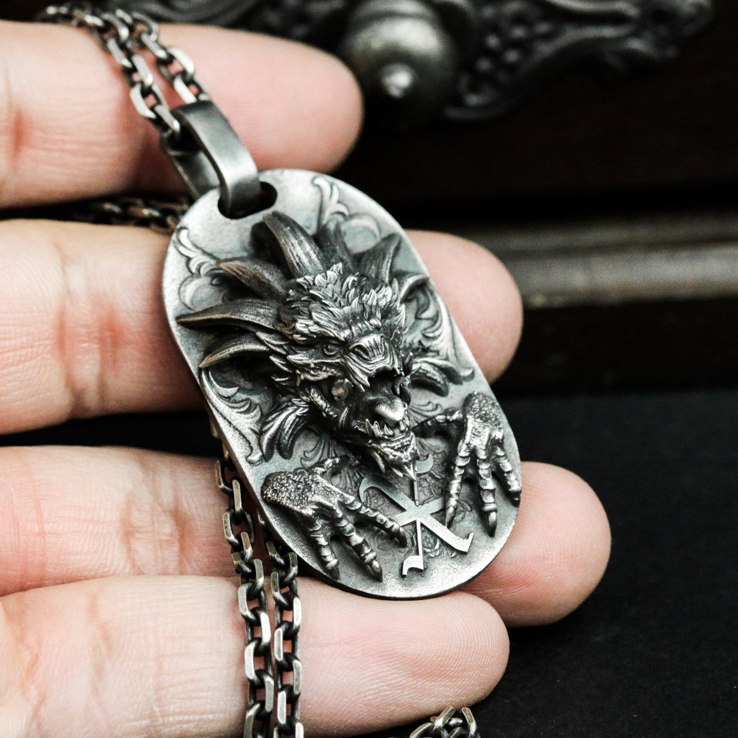 Infernal Seal Pendant ¨C 925 Sterling Silver Handmade