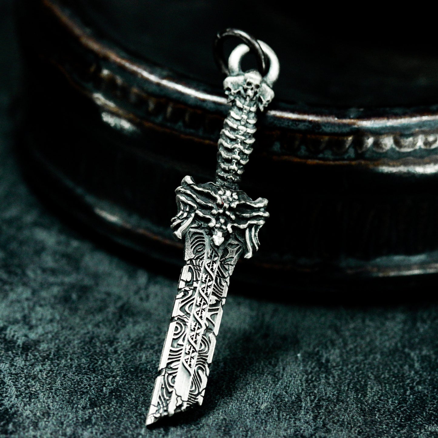 Dragon Sword Pendant - 925 Silver Handmade Fantasy Weapon