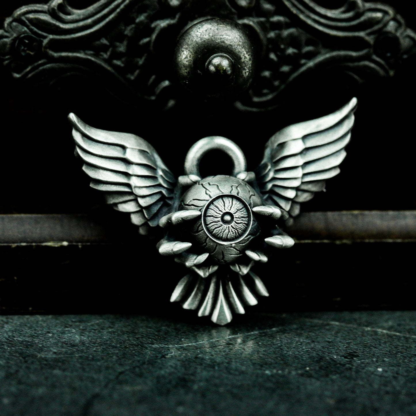 Winged Eye Gear Pendant ¨C 925 Silver Handmade