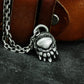 Tribal Paw Pendant with Geometric Pattern - 925 Sterling Silver Handmade