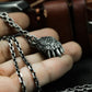 Tribal Paw Pendant with Geometric Pattern - 925 Sterling Silver Handmade