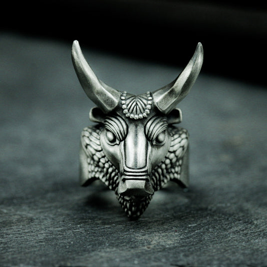 Bull Totem Ring ¨C Handmade 925 Silver Tribal Guardian Band