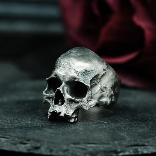 Cracked Jawless Skull Ring ¨C Handmade 925 Silver Fragmented Bone Band