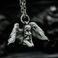 Kneeling Angel Pendant with Folded Wings - 925 Sterling Silver Handmade