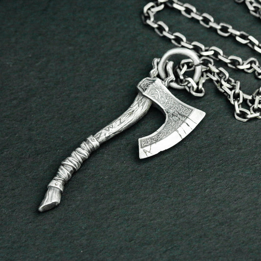 Tribal Axe Rune Pendant - 925 Silver Handmade