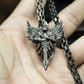 Winged Skull Crown Sword Pendant - 925 Sterling Silver Handmade