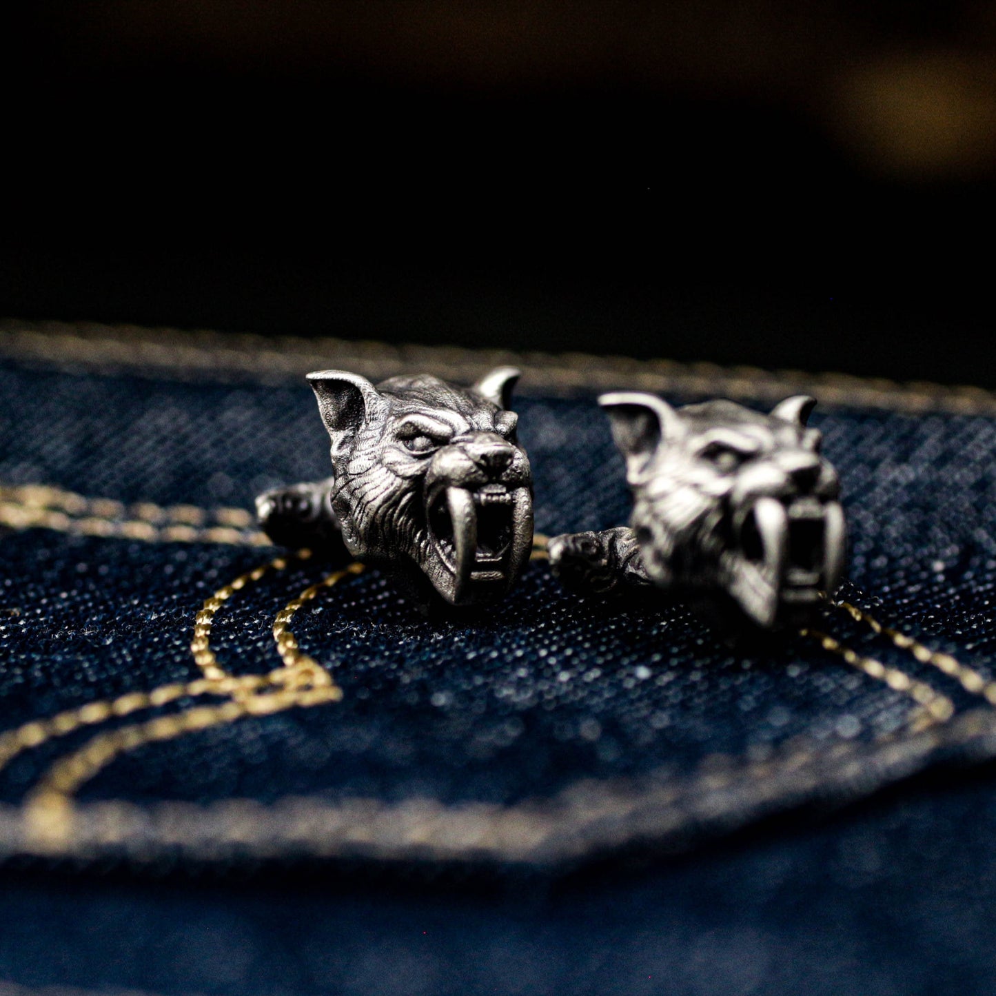 Saber-toothed Tiger Cufflinks - 925 Silver Handmade