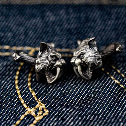 Saber-toothed Tiger Cufflinks - 925 Silver Handmade