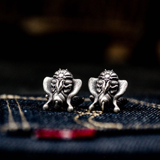 Moth Button Cufflinks - 925 Sterling Silver Handmade