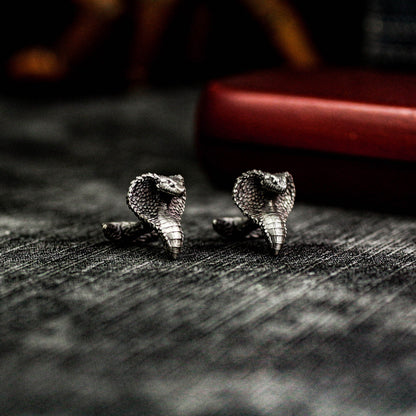Cobra Snake Cufflinks - 925 Sterling Silver Handmade