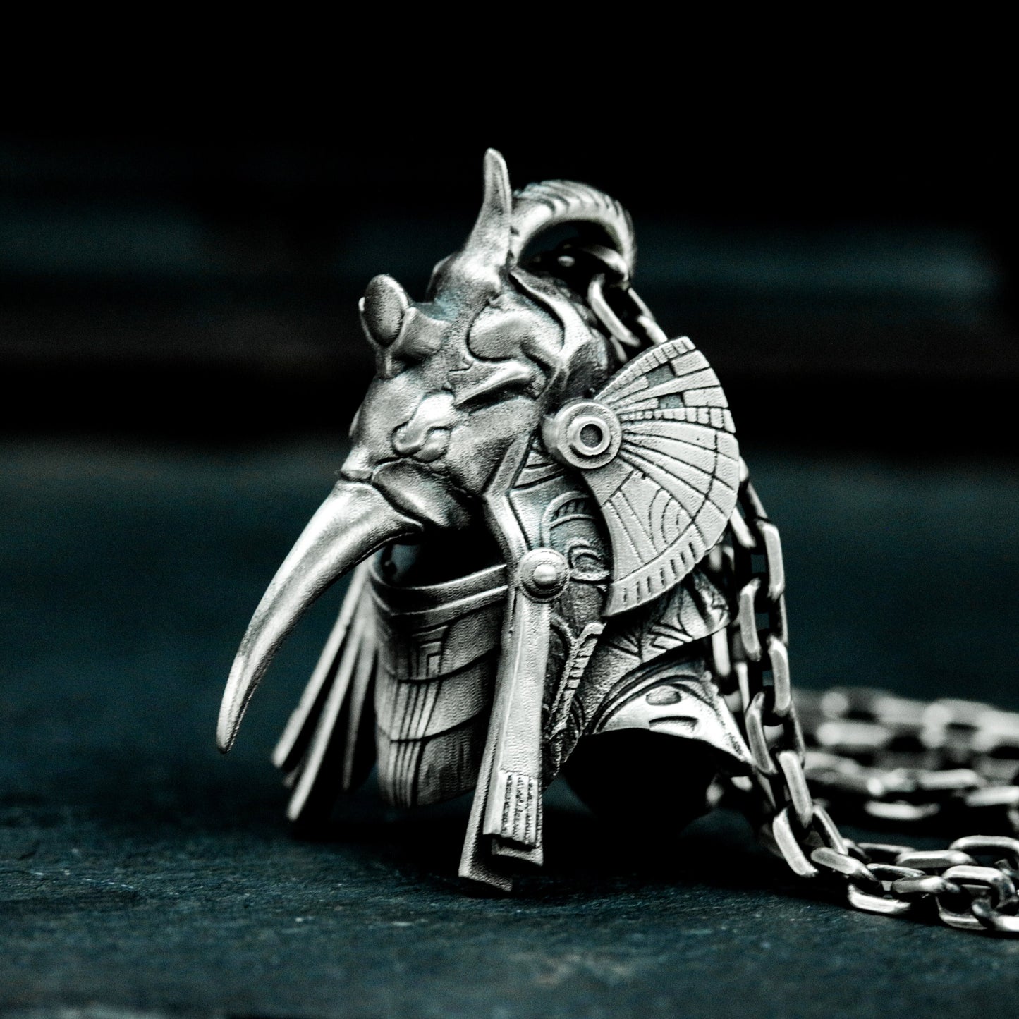 Thoth Ibis Pendant with Cybernetic Style - 925 Sterling Silver Handmade
